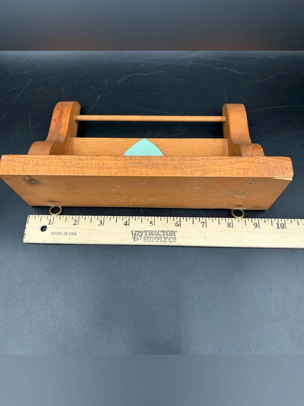 Vintage Wood Wall Shelf Green Heart Decorative Rail Country Farmhouse 9.5”